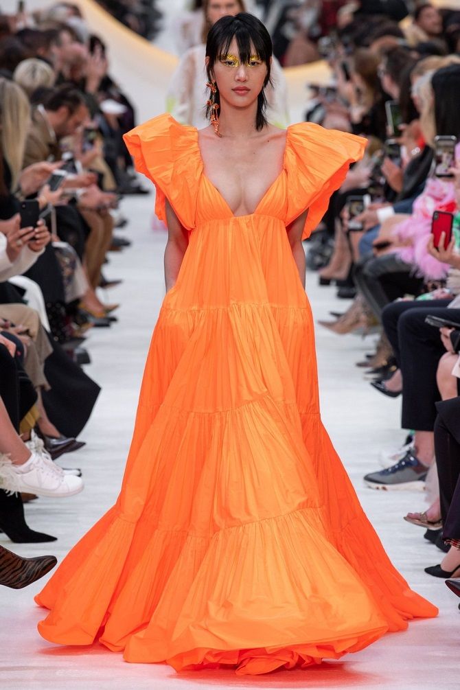 Fashionable dresses spring-summer 2020 with a neckline