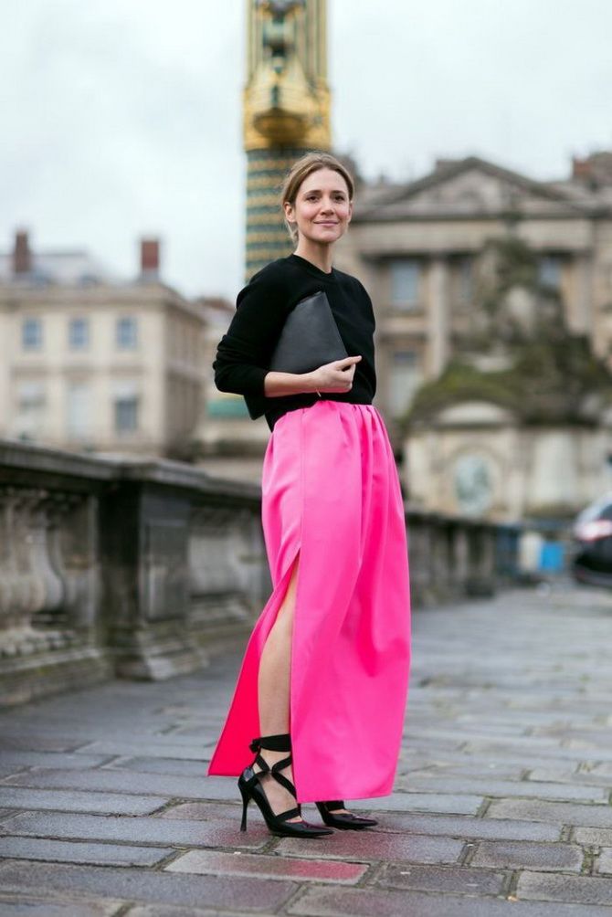 fuchsia color skirt