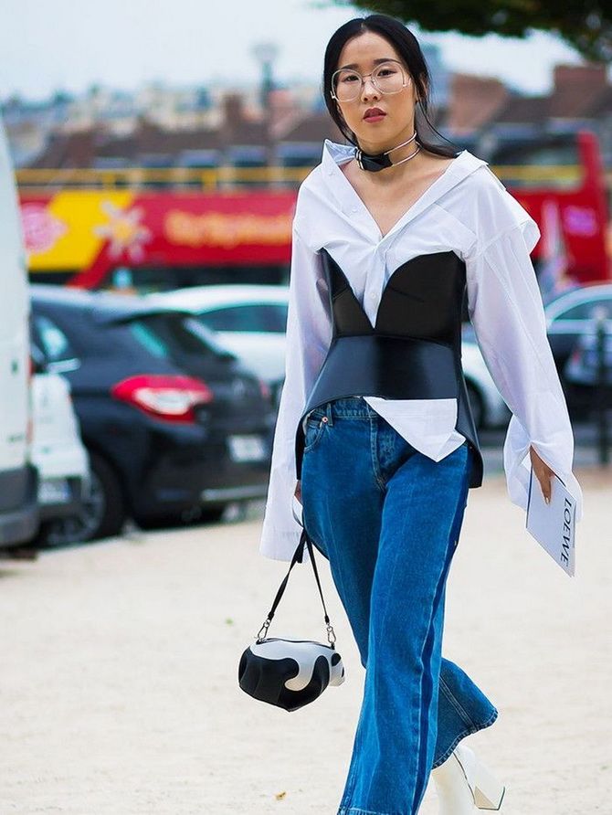 white shirt with corset