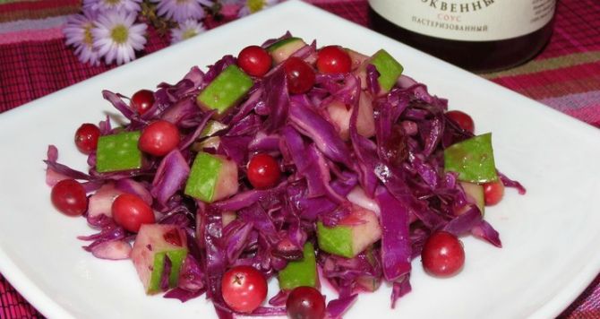 Wintersalat aus Rotkohl mit Preiselbeeren 