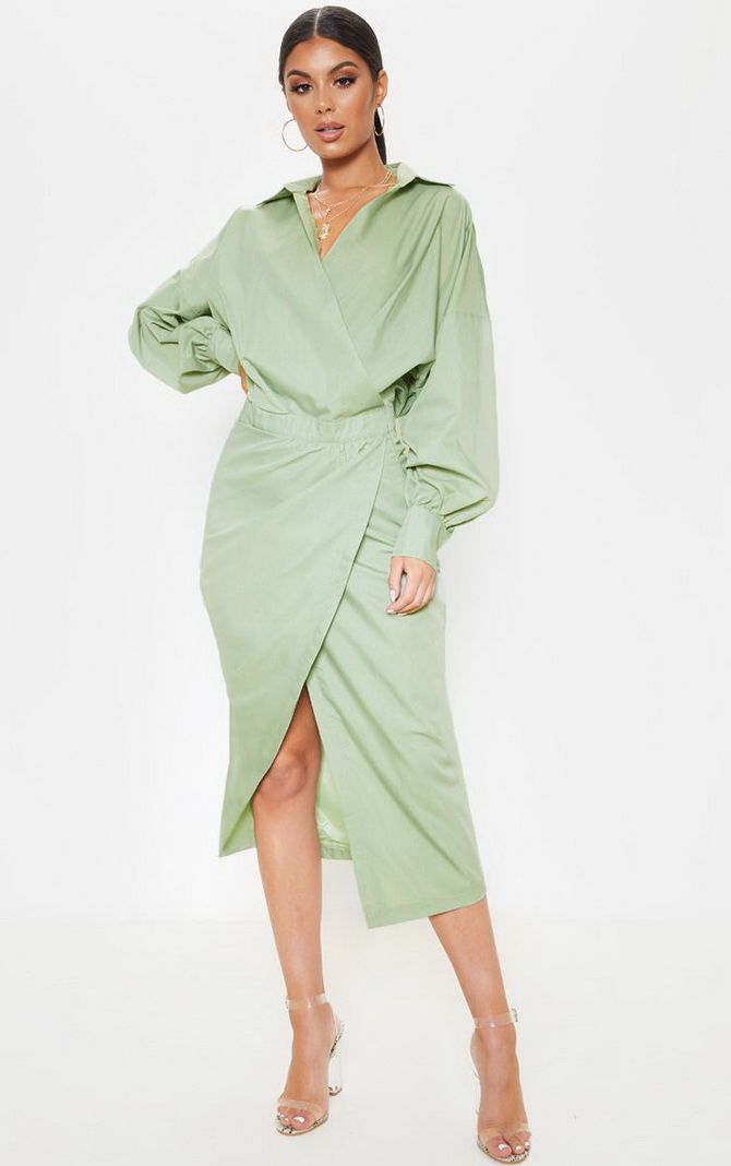 зеленое платье рубашка