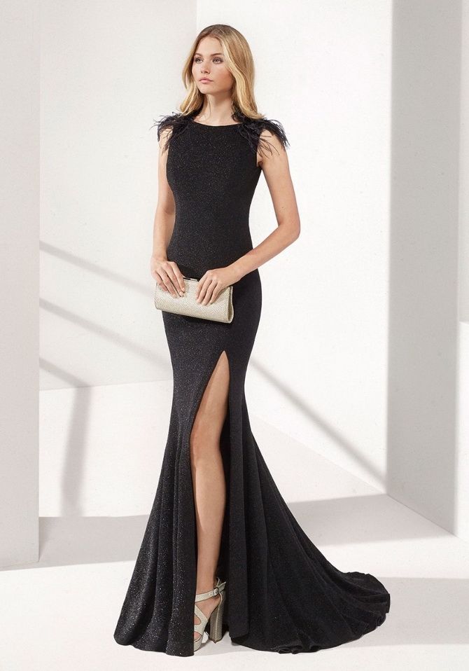 черное длинное платье