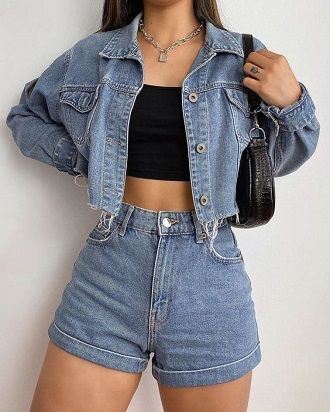 Denim shorts in 2021-2022: look stylish and trendy 48
