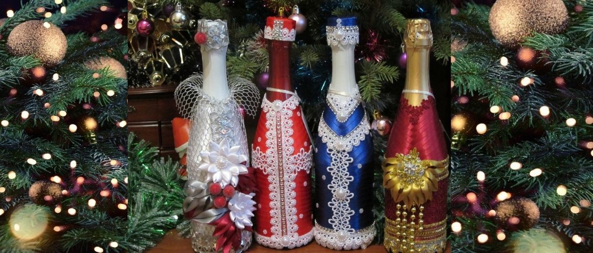 Как украсить бутылку шампанского на Новый год: 5+ интересных идей