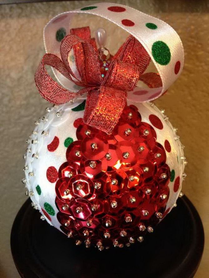 Красивый и необычный декор новогодних шаров – лучшие идеи с фото 43