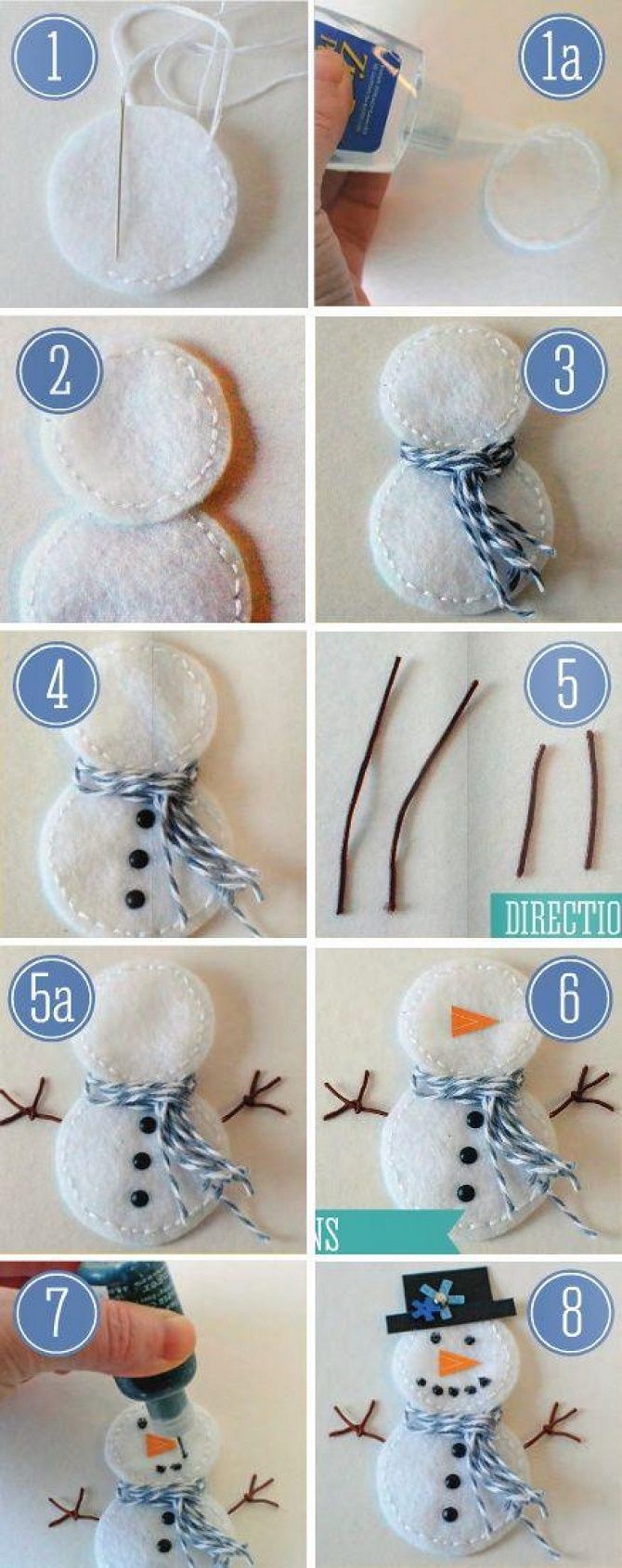 Як зробити сніговика з ватних дисків – кращі новорічні поробки 8
