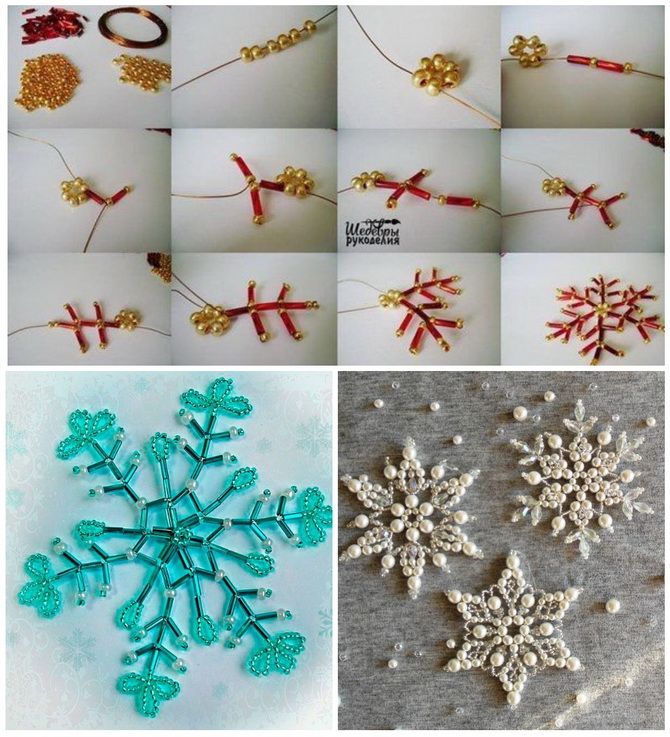 Ніжність в кожному кристалі: сніжинки з бісеру своїми руками 31