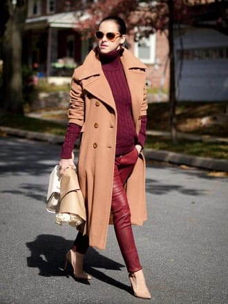 Marsala color: what to wear in 2022, a combination in clothes 5