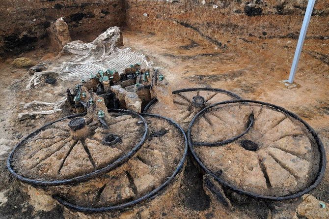 «Вау-находка»: археологи откопали 2000-летнюю колесницу с целыми скелетами лошадей 3