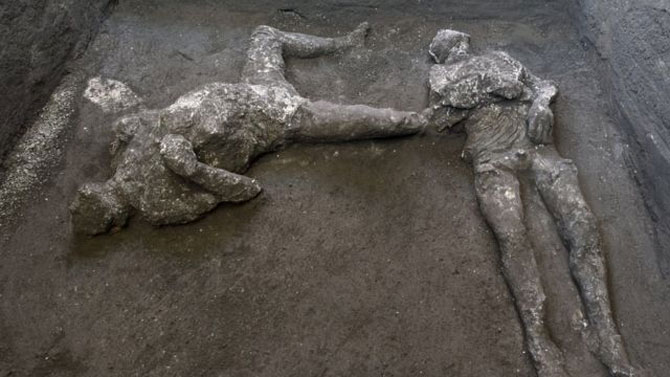 During excavations near Pompeii, scientists discovered the remains of a master and a slave 1