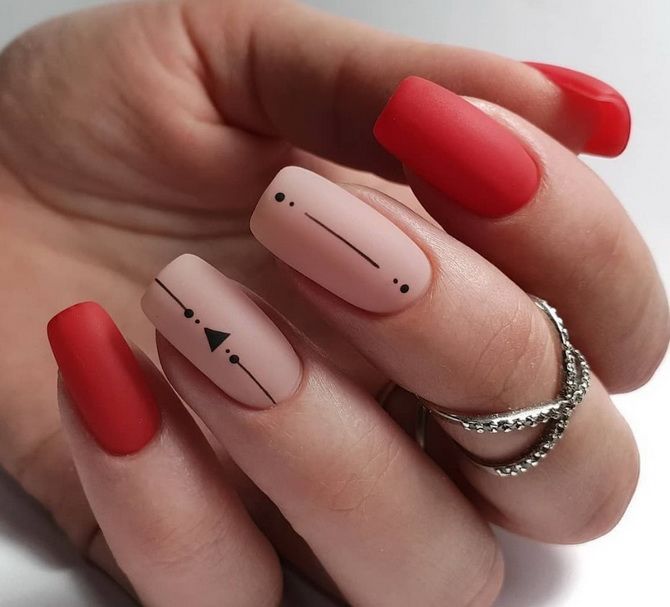 How to combine red manicure with other colors: the best ideas 3