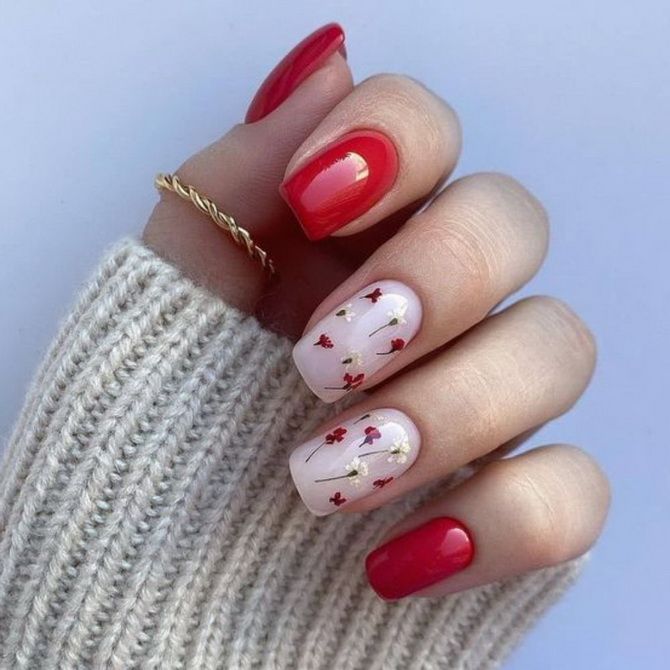 How to combine red manicure with other colors: the best ideas 5