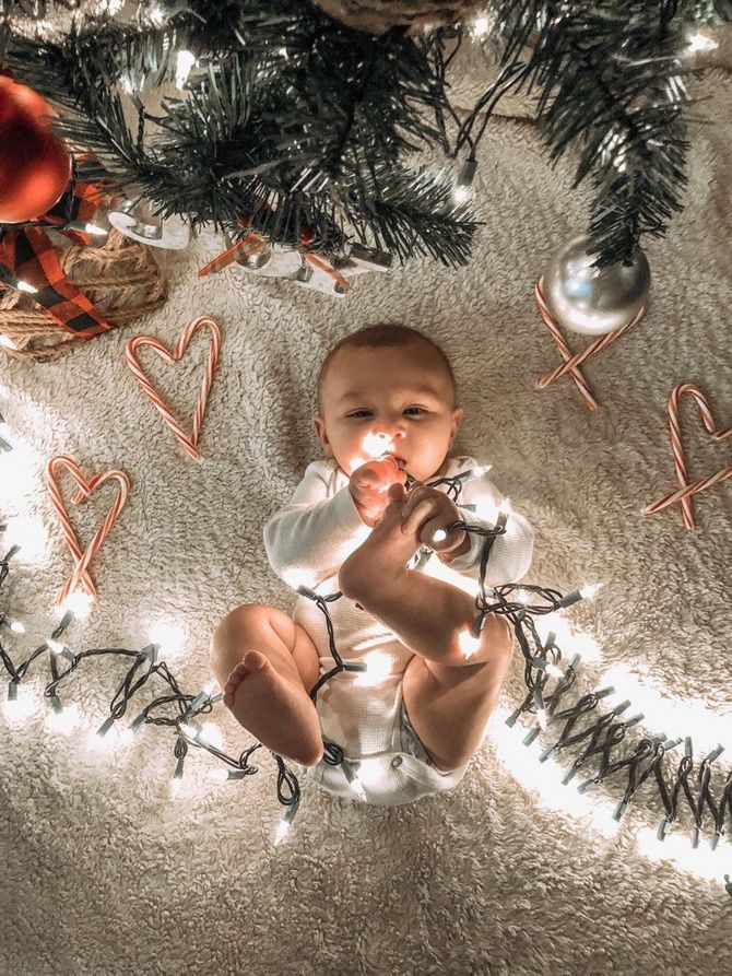 Новогодние фото малыша | Foto di natale, Neonato natale foto, Fotografie mensili di bambino