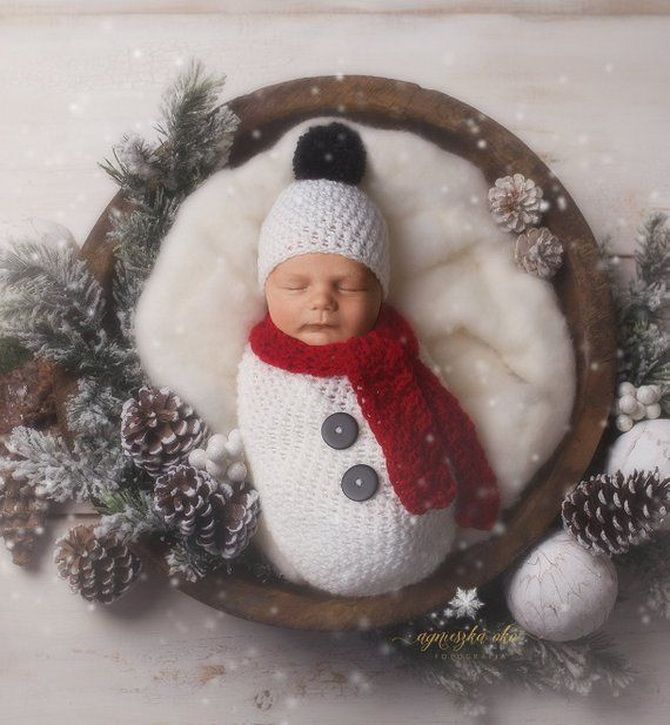 New Year’s photo session of a baby – ideas for touching baby photos 13
