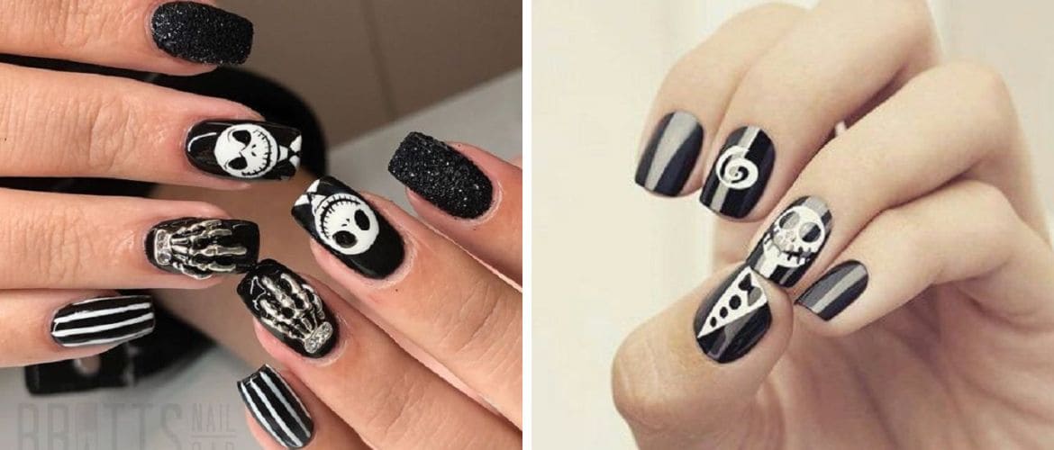 Manicure in the style of Wednesday Addams: photo ideas of stylish nail design