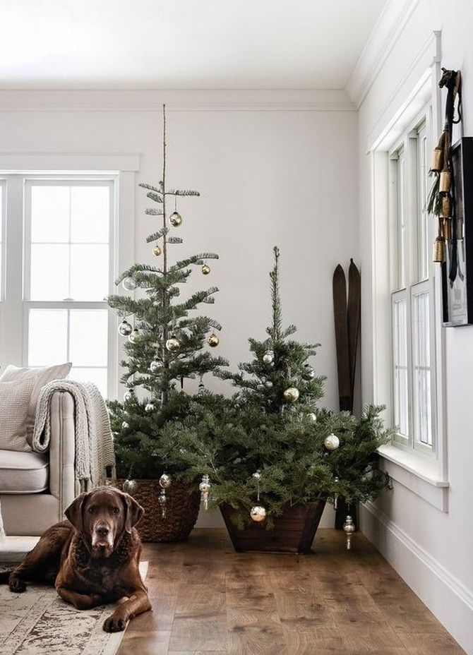 Ideen für Weihnachtsbäume in Weidenkörben 11