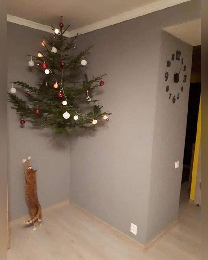 How to decorate a Christmas tree if you have a cat or dog at home 1