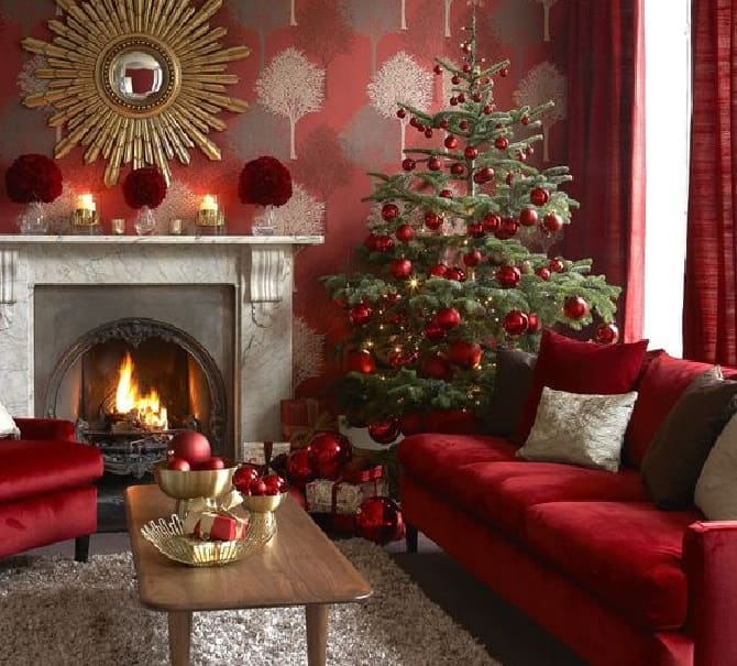 Über 20 Ideen, wie man einen Weihnachtsbaum in Rot schmückt 12