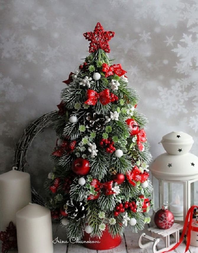 Über 20 Ideen, wie man einen Weihnachtsbaum in Rot schmückt 19