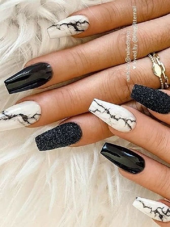 Manicure in the style of Wednesday Addams: photo ideas of stylish nail design 11