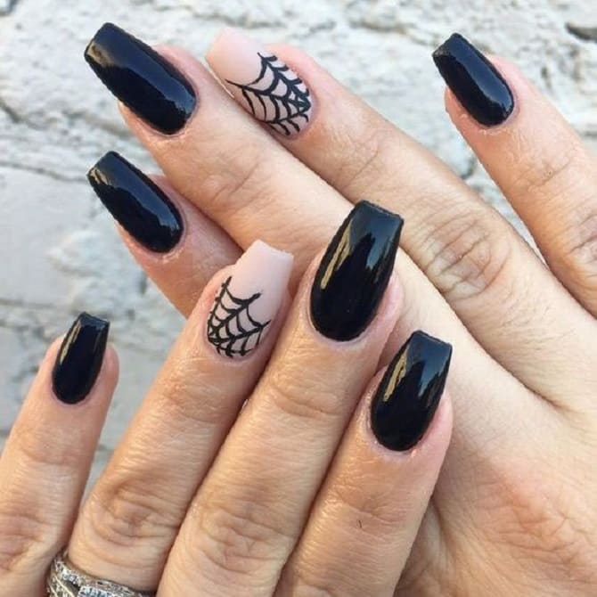 Manicure in the style of Wednesday Addams: photo ideas of stylish nail design 13