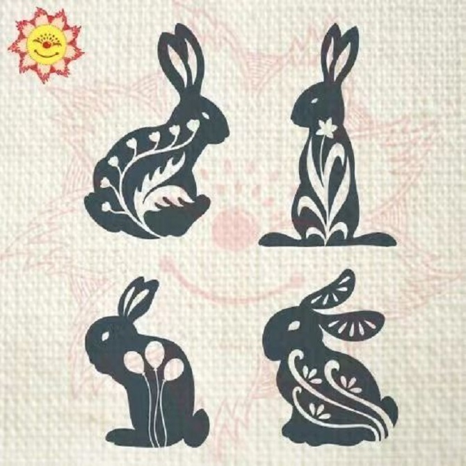 Вытынанки на год Кролика 2023: красивые шаблоны и трафареты для распечатки 4