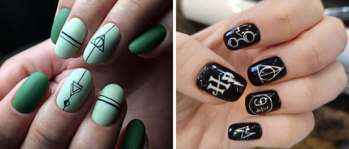 Harry Potter style manicure: beautiful and bright nail design