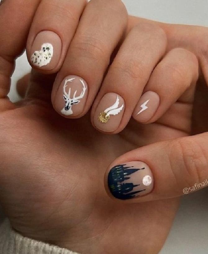 Harry Potter style manicure: beautiful and bright nail design 1