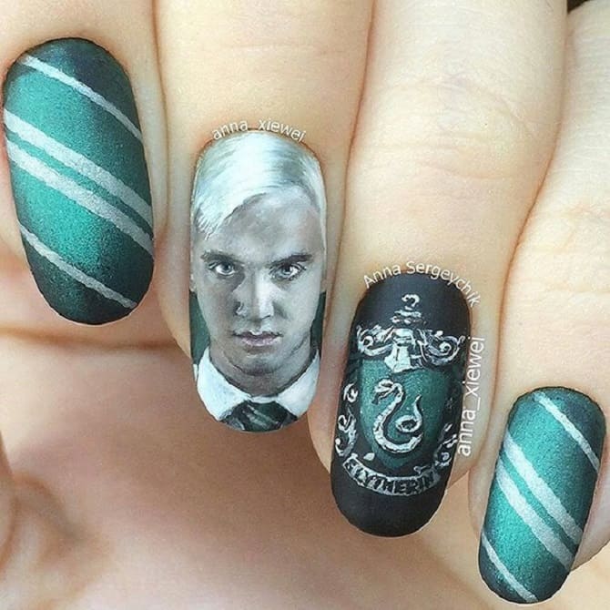 Harry Potter style manicure: beautiful and bright nail design 12