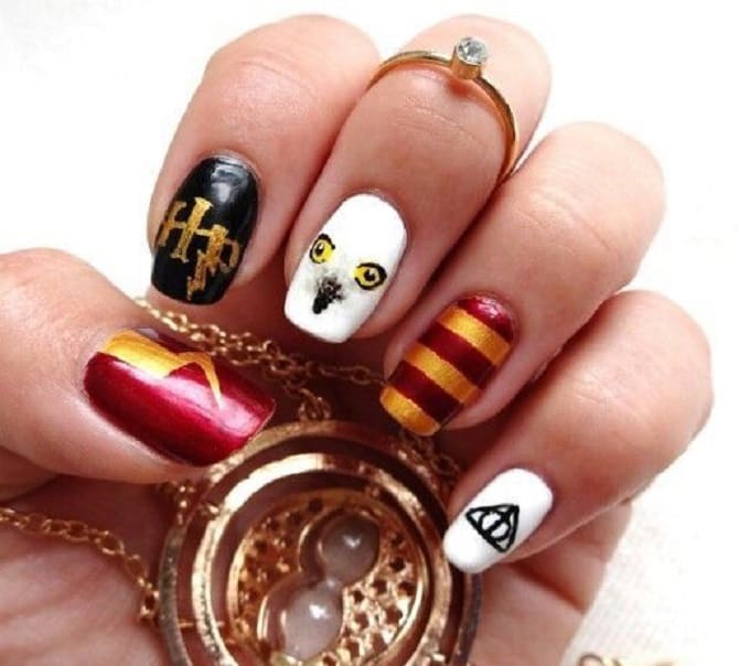 Harry Potter style manicure: beautiful and bright nail design 13