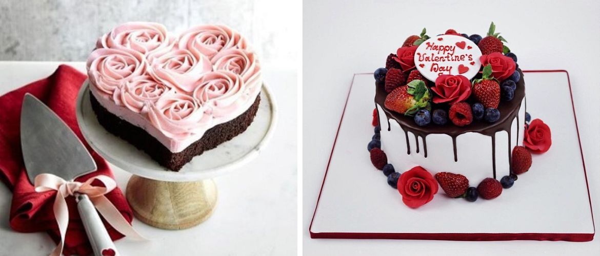 So dekorieren Sie einen Kuchen zum Valentinstag: schöne Dekoration von süßen Geschenken