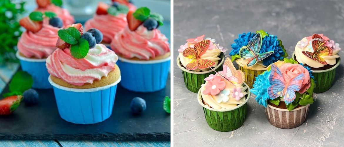 So dekorieren Sie Cupcakes am 8. März: Optionen zum Dekorieren von Leckereien