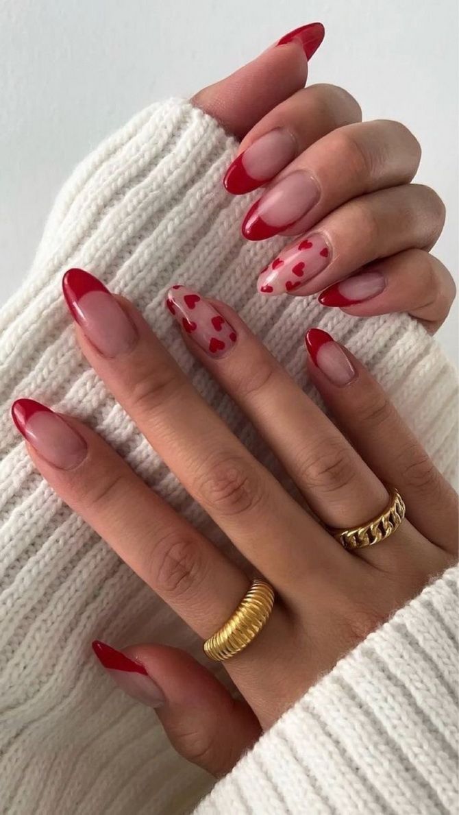 Romantic manicure with hearts for Valentine’s Day 2023 2