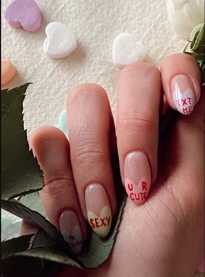 Romantic manicure with hearts for Valentine’s Day 2023 19