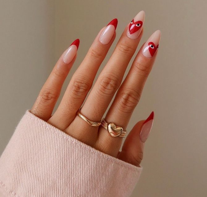 Romantic manicure with hearts for Valentine’s Day 2023 26