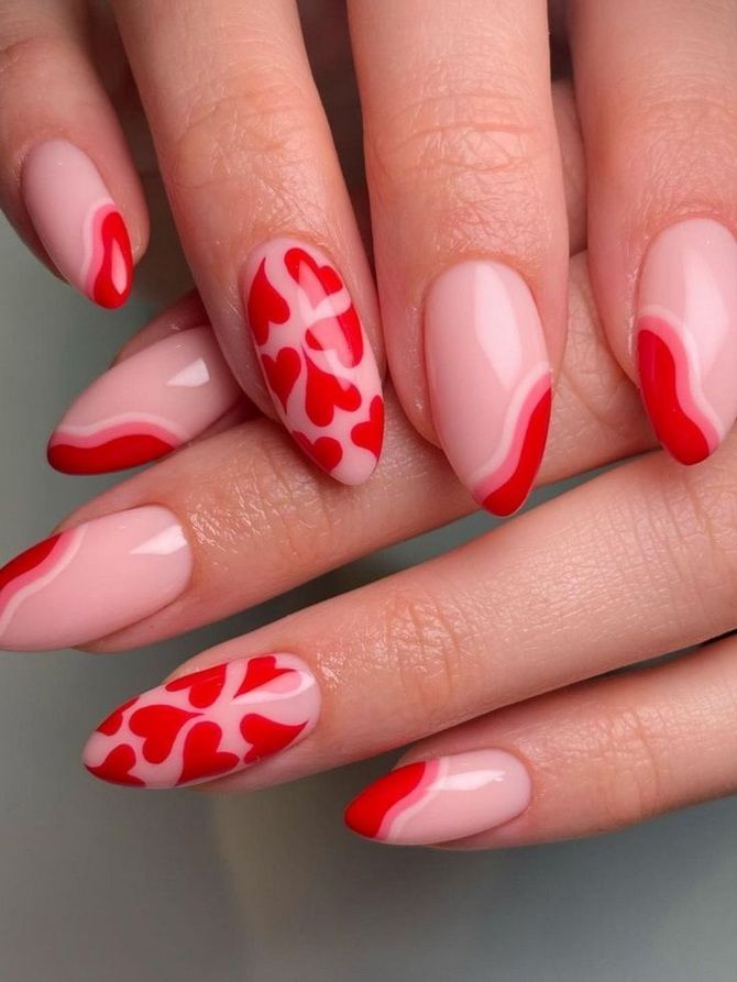 Romantic manicure with hearts for Valentine’s Day 2023 5