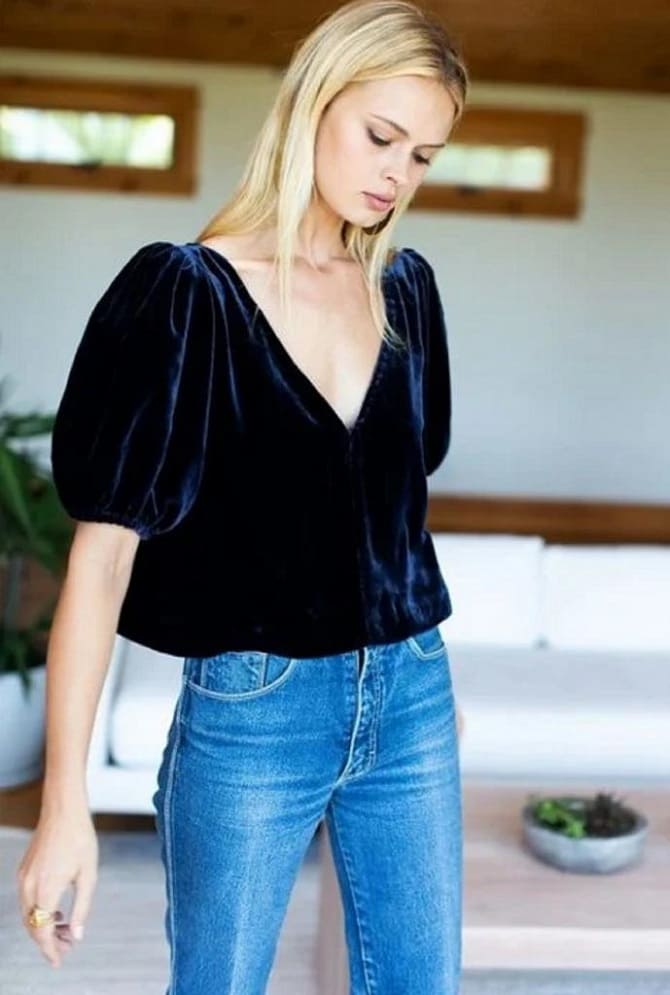 Fashionable velvet blouses 2023: how to wear and what to combine with (+ bonus video) 1
