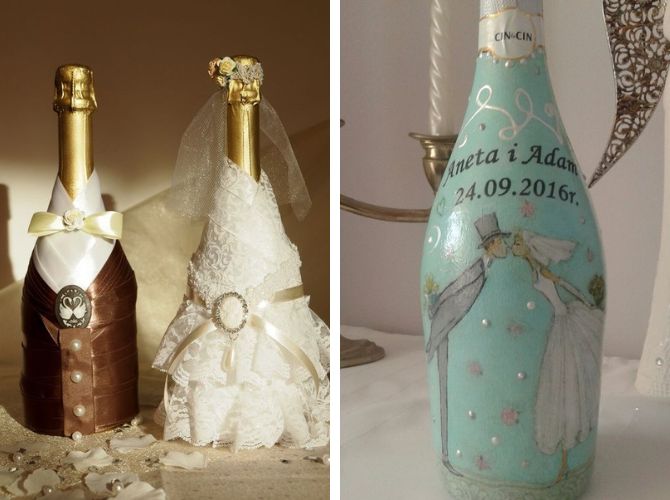 So dekorieren Sie eine Flasche Champagner auf originelle Weise: schöne Ideen 11