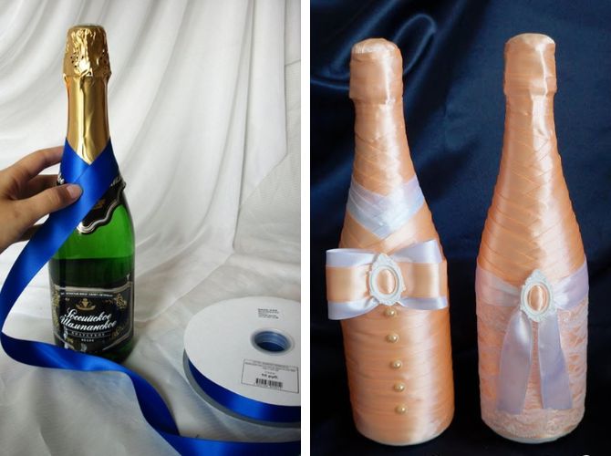 How to decorate a bottle of champagne in an original way: beautiful ideas 1