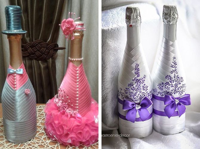 How to decorate a bottle of champagne in an original way: beautiful ideas 2