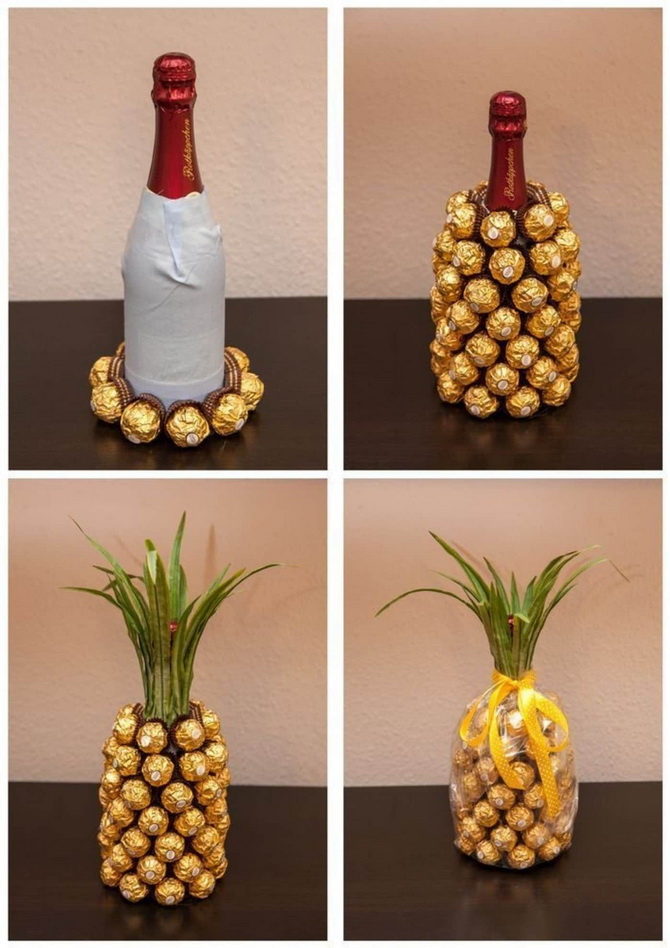How to decorate a bottle of champagne in an original way: beautiful ideas 3