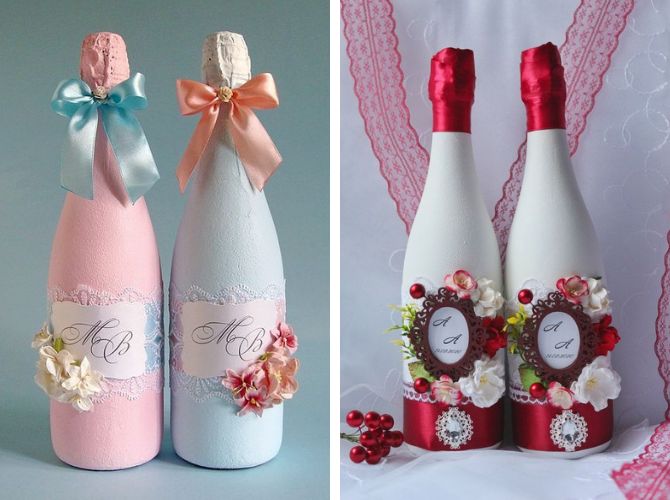 How to decorate a bottle of champagne in an original way: beautiful ideas 10