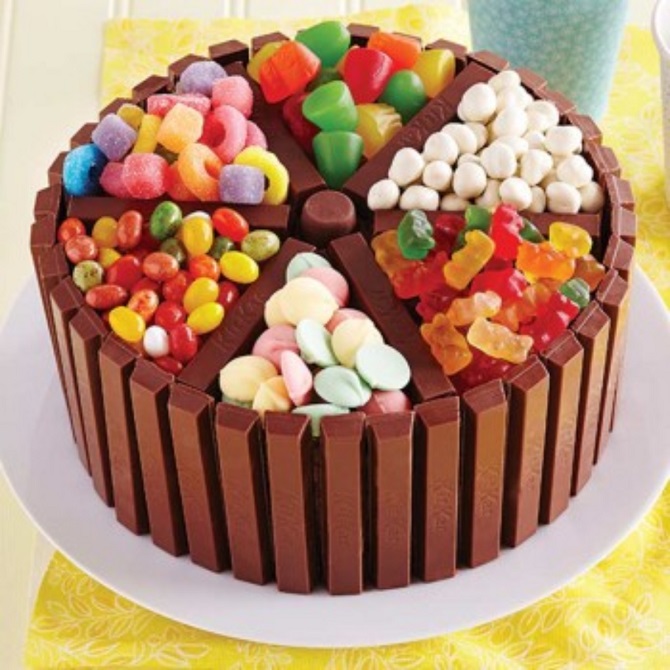 Як прикрасити торт цукерками: варіанти ідей з фото (+бонус-відео) 2