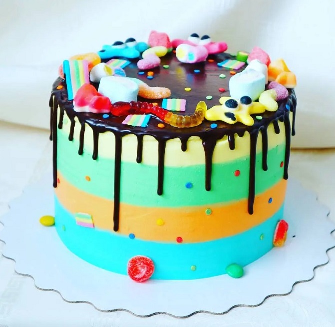 So dekorieren Sie einen Kuchen mit Süßigkeiten: Ideen für Ideen mit Fotos (+ Bonusvideo) 7