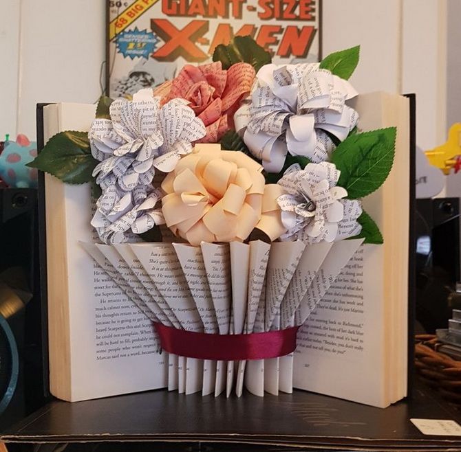 Crafts from old books: how to turn pages into beautiful flower arrangements (+ bonus video) 1