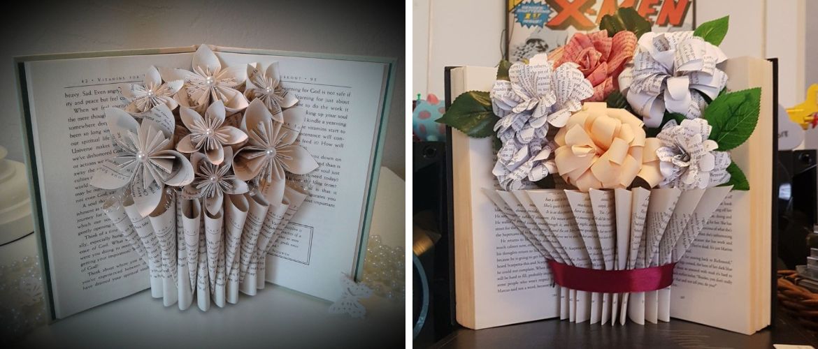 Crafts from old books: how to turn pages into beautiful flower arrangements (+ bonus video)