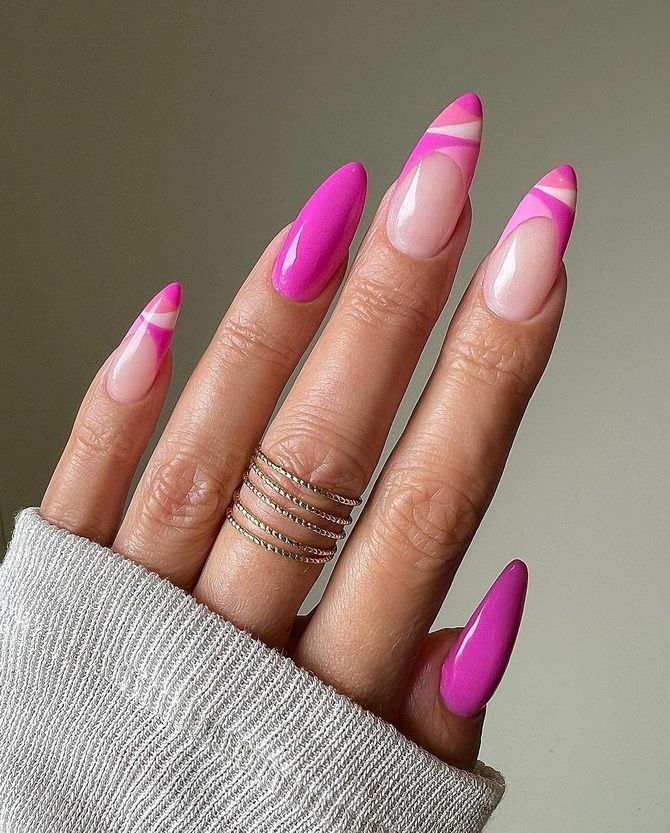 Like a Barbie: fashionable pink manicure in the style of Barbiecore 6