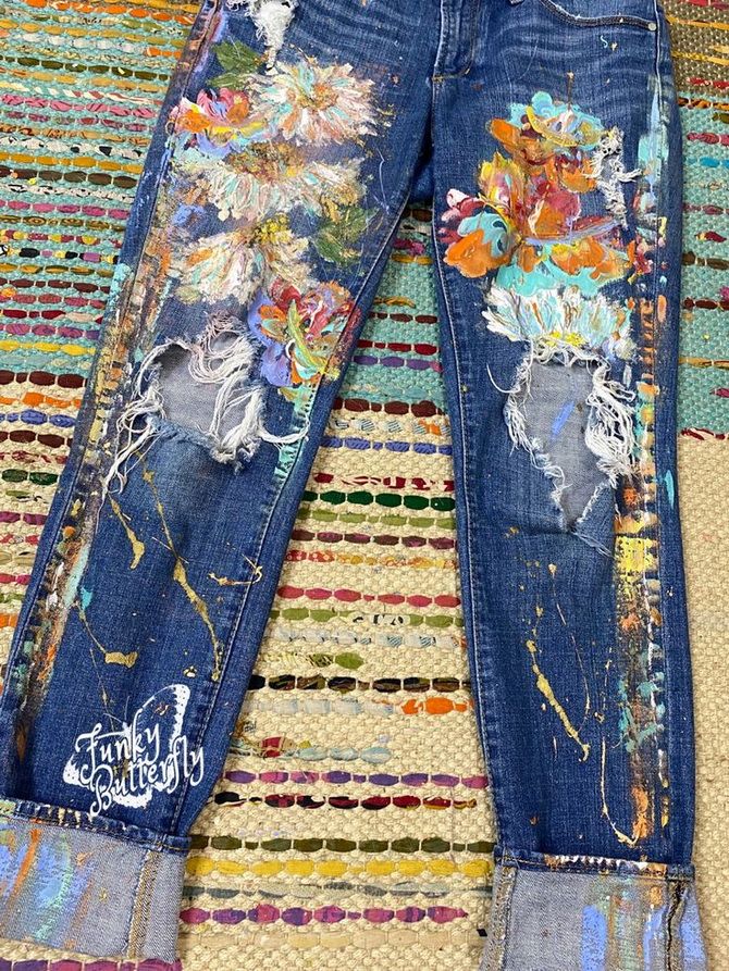 Fashion decor: how to decorate jeans with your own hands 6