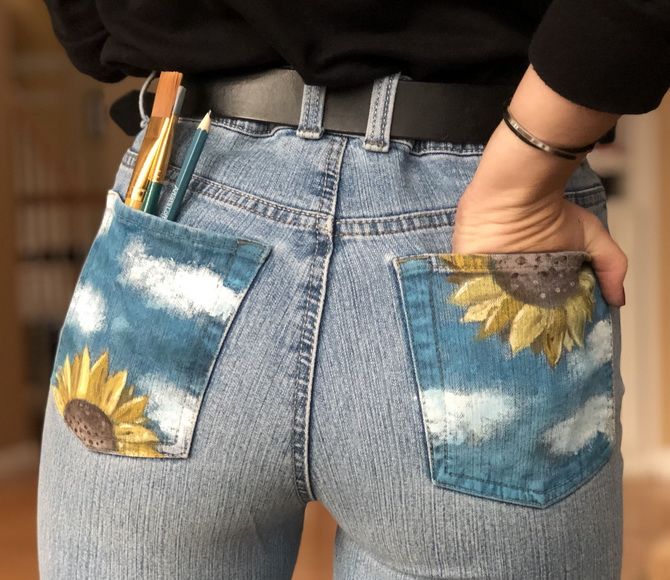 Fashion decor: how to decorate jeans with your own hands 7