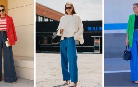 What to wear with blue trousers: we select the color of the top
